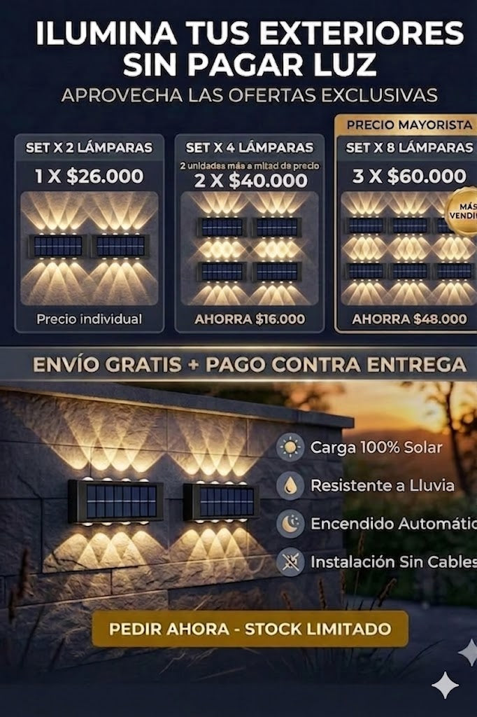 Lampara led solar grande 12 Leds - Envío gratis