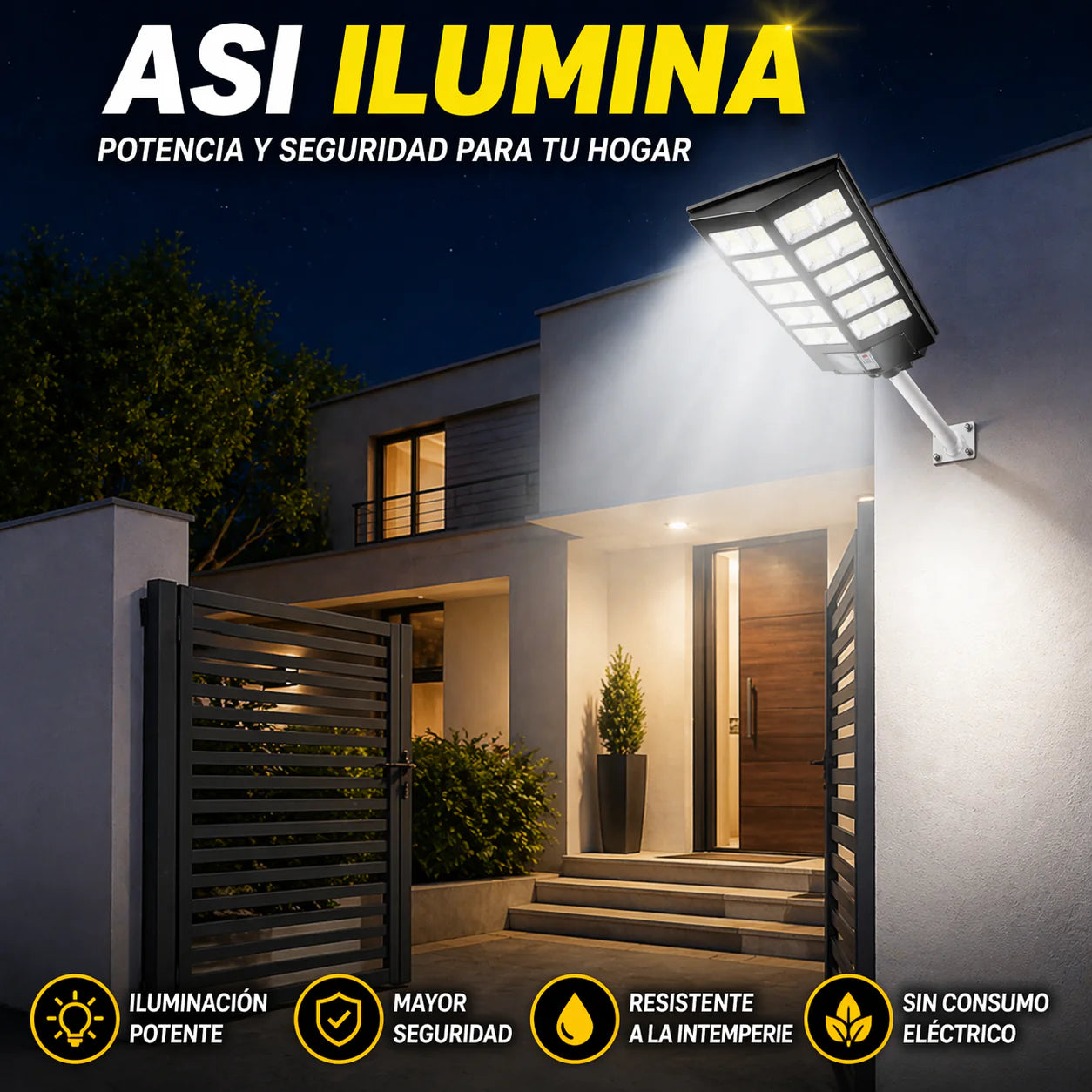 LUZ SOLAR ULTRA POTENTE 7700LM PARA EXTERIORES 2