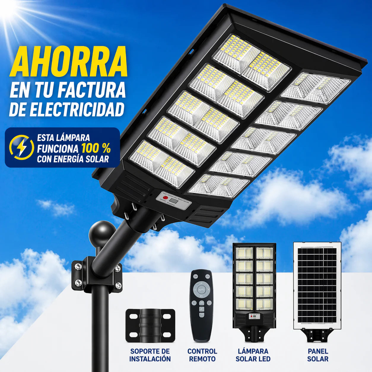 LUZ SOLAR ULTRA POTENTE 7700LM PARA EXTERIORES 2