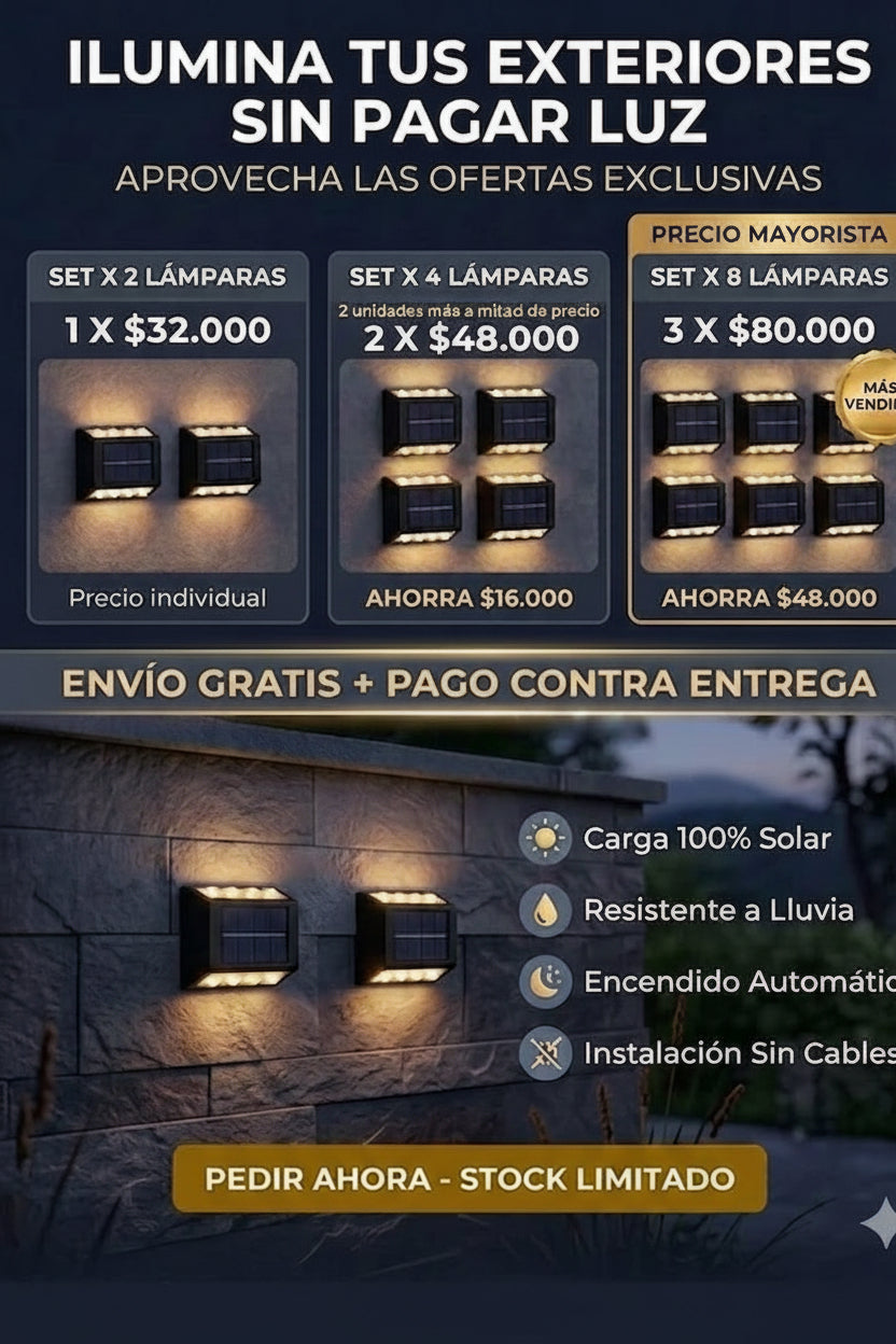 Lampara led solar 10 Leds x2 - Envío gratis