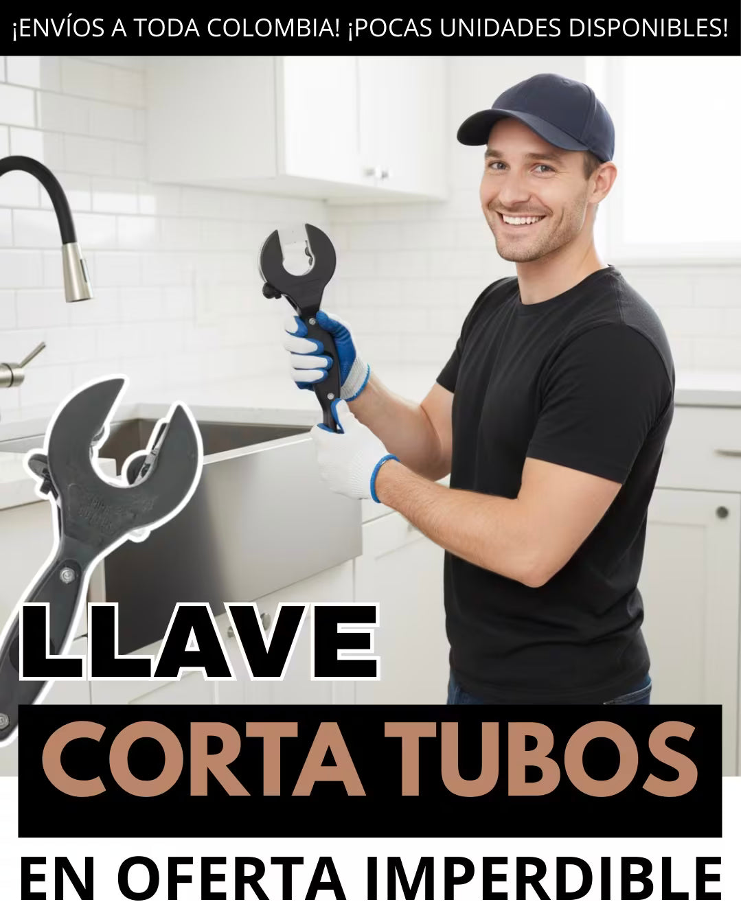 Llave Cortatubos con Trinquete de 3 Piezas